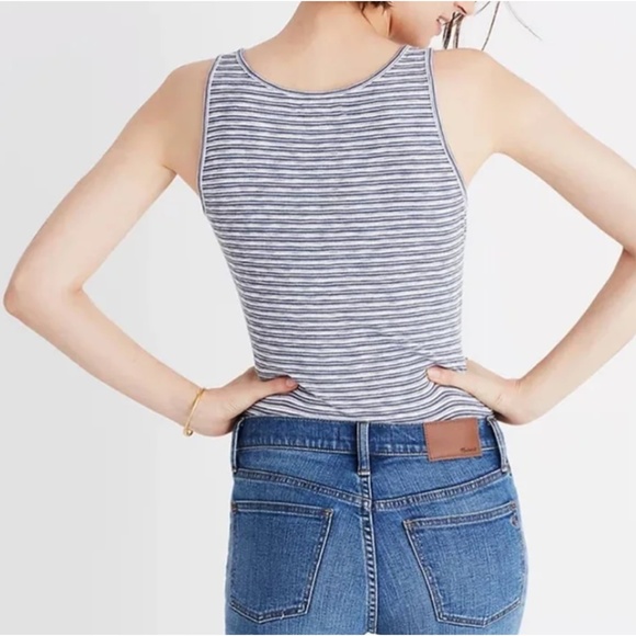 Madewell Blue Indie Henley Bodysuit in Stripe Size XXS - Picture 12 of 13
